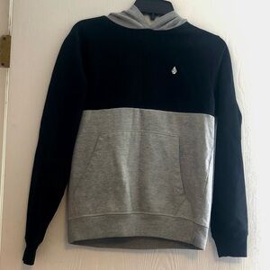 Volcom Contrast Pullover Fleece Hoodie Blue Size L